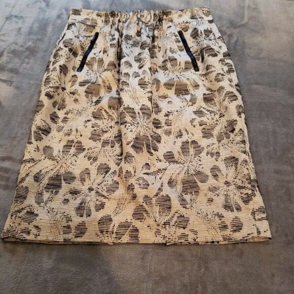 Lafayette 148 New York Ivory Black Floral Straight Pencil...